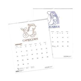Recycled Zodiac Wall Calendar, Zodiac Artwork, 14 x 11, 12-Month (Jan to Dec), White/Multicolor Sheets