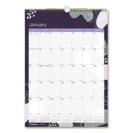 12-Month Colorful Wall Calendar, Watercolor Gold Detail Floral Artwork, 12 x 17, White Sheets, 12-Month (Jan to Dec): 2023