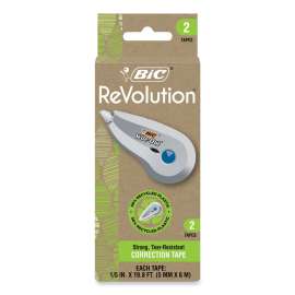 Wite-Out Brand Ecolutions Correction Tape, Non-Refillable, White, 0.2" x 19.8 ft, 2/Pack