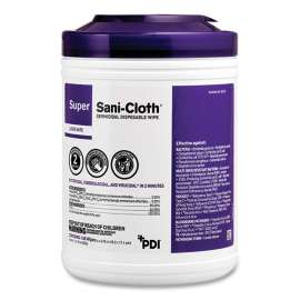 Super Sani-Cloth Germicidal Disposable Wipes, Extra-Large, 1-Ply, 7.5" x 15", Unscented, White, 75/Pack