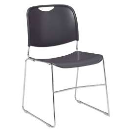 NPS - 8500 Series Gunmetal Plastic Ultra-Compact Stack Chair with Chrome Steel Frame