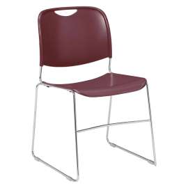 NPS - 8500 Series Wine Plastic Ultra-Compact Stack Chair with Chrome Steel Frame