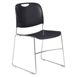 NPS - 8500 Series Black Plastic Ultra-Compact Stack Chair with Chrome Steel Frame