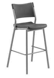 NPS - Charcoal Slate Plastic Seat 42" Cafetorium Bar Stool with Silver Steel Frame