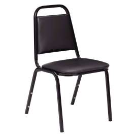 NPS - 9100 Series Panther Black Vinyl Upholstered Banquet Stack Chair with Black Steel Frame