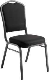 NPS - 9300 Series Ebony Black Deluxe Fabric Banquet Stack Chair with Black Sandtex Frame