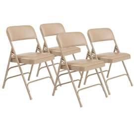 NPS - 1300 Series French Beige Premium Vinyl Folding Chairs with French Beige Steel Frame (Pack of 4)
