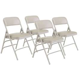NPS - 1300 Series Warm Gray Premium Vinyl Folding Chairs with Warm Gray Steel Frame (Pack of 4)