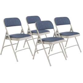 NPS - 2200 Series Imperial Blue Deluxe Fabric Folding Chairs with Gray Steel Frame (Pack of 4)
