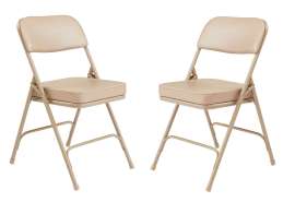 NPS - 3200 Series Beige Vinyl Folding Chairs with Beige Steel Frame (Pack of 2)