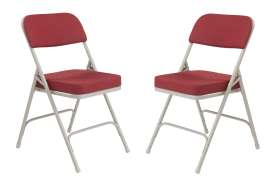 NPS - 3200 Series New Burgundy Fabric Folding Chairs with Gray Steel Frame (Pack of 2)