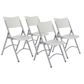 NPS - 600 Series Speckled Gray Heavy Duty Plastic Folding Chairs with Speckled Gray Steel Frame (Pack of 4)
