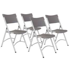 NPS - 600 Series Charcoal Slate Heavy Duty Plastic Folding Chairs with Speckled Gray Steel Frame (Pack of 4)
