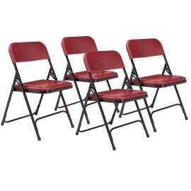 NPS - 800 Series Burgundy Lightweight Plastic Folding Chairs (Pack of 4)