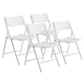 AirFlex Series Premium Poly Folding Chair, Supports 1000 lb, 17.25" Seat Ht, White Seat/Back/Base, 4/CT,Ships in 1-3 Bus Days