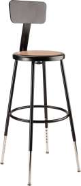 NPS - 6200 Series Black Steel 24.5" to 32.5" Science Stools with Backrest