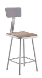 NPS - 6300 Series Gray Steel 24" Square Seat Science Stools with Backrest