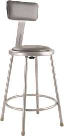 NPS - 6400 Series Gray Vinyl Padding Steel 24" Science Stools with Backrest