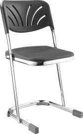 NPS - 6600 Series Black Plastic Seat 18" Elephant Z-Stool with Backrest and Chrome Steel Frame
