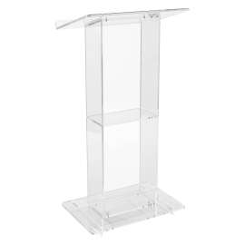 NPS - Contemporary Series Clear Acrylic Non-Sound Lectern with Shelf
