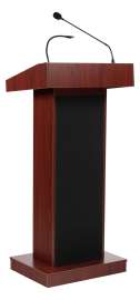 NPS - Orator Series Mahogany Wood Oklahoma Sound™ Lectern with Tie-Clip/Lavalier Wireless Microphone