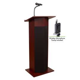 NPS - Power Plus Series Mahogany Wood Oklahoma Sound™ Lectern with Headset Wireless Microphone