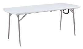 NPS - BMFIH Series Speckled Gray Plastic Top 72"L x 30"D Fold-in-Half Table with Steel Frame