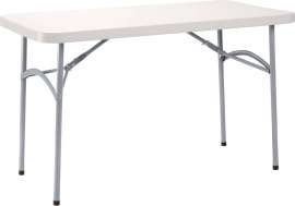NPS - BT Series Speckled Gray Heavy Duty Plastic 48"L x 24"W Folding Table with Steel Frame