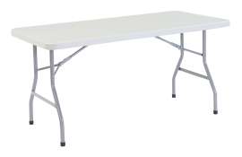 NPS - BT Series Speckled Gray Heavy Duty Plastic 60"L x 30"W Folding Table with Steel Frame