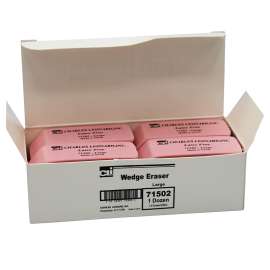 Eraser, Synthetic, Latex Free, Wedge Shape, Pink, Large, Box of 12
