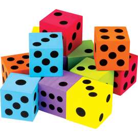 Foam Colorful Large Dice, 1-1/2", Pack of 12