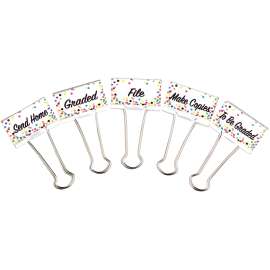 Confetti Binder Clips, Large, Classroom Management, Pack of 5