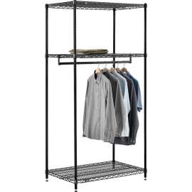 Free Standing Clothes Rack - 3 Shelf - 36"W x 24"D x 74"H - Black