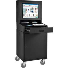 Global Industrial Mobile LCD Computer Cabinet, Black, Assembled