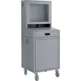 Global Industrial Mobile LCD Computer Cabinet, Dark Gray, Assembled