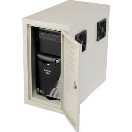 Global Industrial CPU Side Cabinet with Front/Rear Doors and 2 Exhaust Fans - Beige