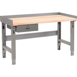 Global Industrial Workbench w/ Maple Square Edge Top & Drawer, 60"W x 30"D, Gray