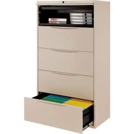 Interion 36" Premium Lateral File Cabinet 5 Drawer Putty