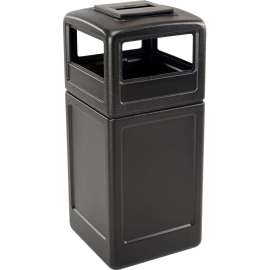 PolyTec Square Waste Container with Ashtray Lid, Black, 42-Gallon