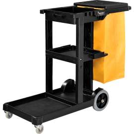 Global Industrial Janitor Cart Black with 25 Gallon Vinyl Bag