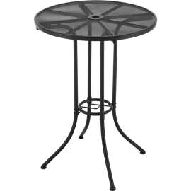 Interion 30" Round Outdoor Bar Table, Steel Mesh, Black