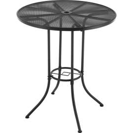 Interion 36" Round Outdoor Bar Table, Steel Mesh, Black