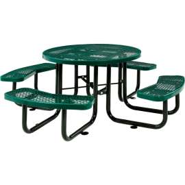 Global Industrial 46" Round Picnic Table, Expanded Metal, Green