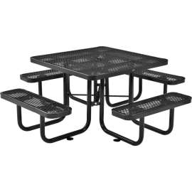 Global Industrial 46" Square Picnic Table, Expanded Metal, Black