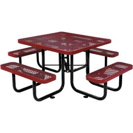 Global Industrial 46" Square Picnic Table, Expanded Metal, Red