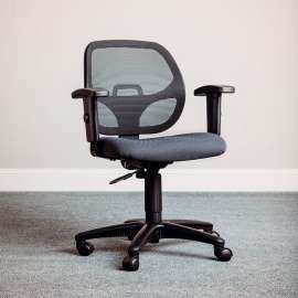 Interion Mesh Office Chair With Mid Back & Adjustable Arms, Fabric, Gray