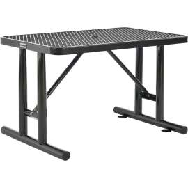 Global Industrial 4' Rectangular Steel Picnic Table, Expanded Metal, Black