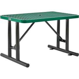 Global Industrial 4' Rectangular Steel Picnic Table, Expanded Metal, Green