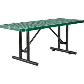 Global Industrial 6' Rectangular Steel Picnic Table, Expanded Metal, Green