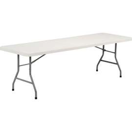Interion Plastic Folding Table, 30" x 96", White